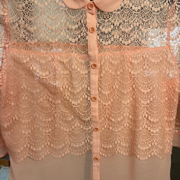 Naivee Elegant Lace Button-Up Blouse Peach Women’s Small - Picture 7 of 7